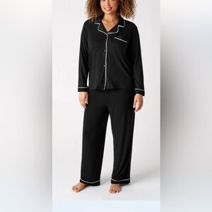 Little Sleepies Black Pajama Set with White Trim